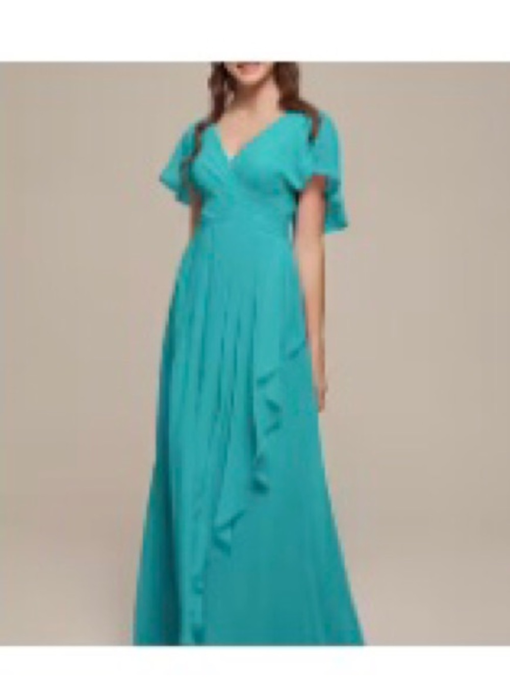 V-Neck Flutter Sleeve Maxi Formal Dress